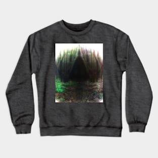 Special processing. Trail to the dark forest, where monster live. Green and violet. White borders. Crewneck Sweatshirt